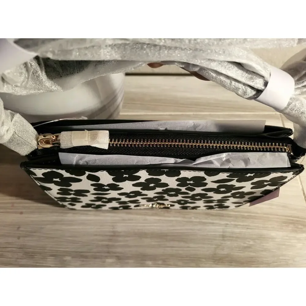 Kate Spade Darcy Small Slim Crossbody Handbag Black & White Floral MSRP $249